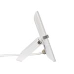 Projecteur LED extra-plat blanc, support réglable, câble apparent, profil rectangulaire pour installation extérieure