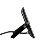 Projecteur LED extra-plat noir à support réglable, profil mince et verre frontal plat, câble d'alimentation visible