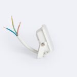 Projecteur LED extérieur blanc avec support articulé et câbles électriques dénudés
