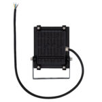 Projecteur LED extérieur rectangulaire noir avec support métallique et câble d'alimentation à fils dénudés