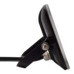 Projecteur LED slim noir, profil latéral, boîtier plat, support de fixation réglable et câble d'alimentation