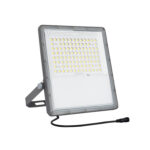 Projecteur LED extérieur rectangulaire gris, panneau LED multiple, support inclinable et câble de connexion