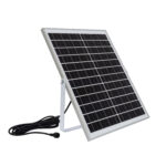 Panneau solaire photovoltaïque rectangulaire avec cadre aluminium, support inclinable et câble de connexion