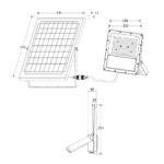 Projecteur LED solaire 20W avec panneau solaire séparé, support réglable et câble de connexion visible