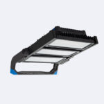 Projecteur LED trois modules rectangulaires noir, boîtier métal avec support orientable pour montage extérieur