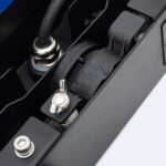 Projecteur LED extérieur boîtier noir, réglage d'inclinaison gradué, presse-étoupe et boulonnerie inox