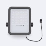 Projecteur extérieur LED rectangulaire gris foncé, câble et support orientable