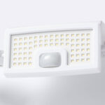 Projecteur LED extérieur blanc rectangulaire avec détecteur de mouvement et matrice de LED