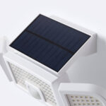 Projecteur LED blanc avec panneau solaire et détecteur PIR, fixation murale