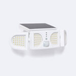 Projecteur solaire LED IP 5W avec détecteur de mouvement PIR et détecteur crépusculaire Blanc