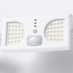 Projecteur solaire blanc LED avec détecteur PIR et double panneau LED, fixation murale
