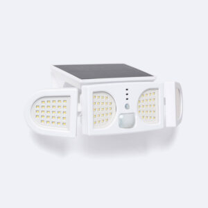Projecteur solaire LED IP 5W avec détecteur de mouvement PIR et détecteur crépusculaire Blanc