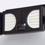 Projecteur solaire LED noir à double matrice de LED avec détecteur de mouvement PIR