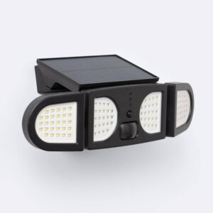 Projecteur solaire LED IP 5W avec détecteur de mouvement PIR et détecteur crépusculaire Noir