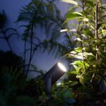 Spot sur piquet noir orientable, éclairage extérieur pour plantes et massifs