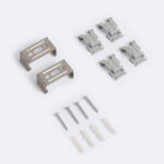 Supports métalliques et clips plastique pour réglettes étanches, avec vis et chevilles