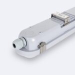 Réglette étanche LED blanche avec presse-étoupe et clips de fixation métalliques