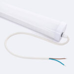 Réglette étanche LED 120 cm blanche avec câble et fils électriques dénudés