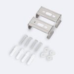 Support de fixation métal pour réglette 2 clips avec vis, chevilles et rondelles