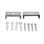 Fixations de montage pour réglette LED: deux clips métalliques, quatre chevilles plastique et quatre vis