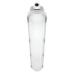 Réglette LED étanche blanche à diffuseur opalin, boîtier polycarbonate allongé pour fixation plafond ou mur