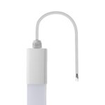 Réglette LED étanche blanche 60 cm, boîtier plastique avec câble d'alimentation et fils dénudés
