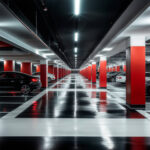 Réglette LED linéaire blanche slim montée au plafond, éclairage pour parking intérieur