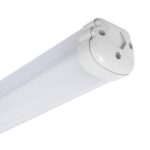 Réglette étanche LED blanche slim 60cm avec diffuseur opalin et embouts de fixation