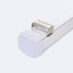 Réglette LED blanche 60 cm profil rectangulaire avec capot opalin et support de fixation métallique