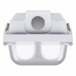 Réglette étanche pour deux tubes, boîtier blanc, diffuseur transparent, montage en surface