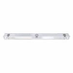 Réglette étanche transparente pour deux tubes LED 60 cm avec clips de fixation