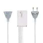 Bloc d'alimentation blanc avec prise européenne transparente, boîtier de commande et connecteurs pour guirlande LED