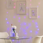 Rideau lumineux LED mural, petites lampes violettes en guirlande décorative