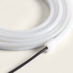 Ruban néon LED flexible blanc, tube souple circulaire avec câble d'alimentation noir