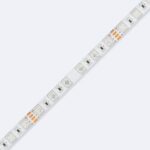 Ruban LED RGB 24V SMD 60 LED/m sur PCB flexible blanc, pastilles de coupe visibles