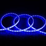 Ruban LED bleu flexible en silicone, SMD 60 LEDs/m, enroulé pour éclairage extérieur