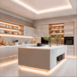 Ruban LED sous meubles et étagères, blanc neutre, éclairage indirect pour îlot de cuisine moderne