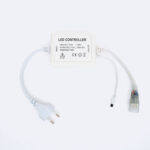 Contrôleur LED blanc avec prise EU et connecteur 4 broches pour ruban LED, boîtier plastique compact
