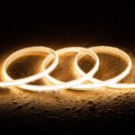 Ruban LED blanc chaud COB étanche enroulé, bande flexible lumineuse