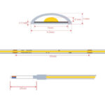 Ruban LED COB 6,5 mm avec gaine silicone étanche et câble d'alimentation 25 cm