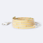 Ruban LED silicone flexible enroulé avec câble et prise 220V, bande COB ambre