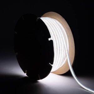 Ruban LED Dimmable 220V COB Auto-redressement 560 LED/m BOBINE 50m 14W/m 1250lm/m SILICONE FLEX IC2 Largeur 10mm Coupe 10cm IP65 Blanc froid 6000K