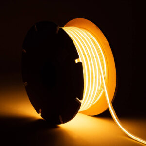 Ruban LED Dimmable 220V COB Auto-redressement 560 LED/m BOBINE 50m 14W/m 1250lm/m SILICONE FLEX IC2 Largeur 10mm Coupe 10cm IP65 Super chaud 2200K