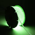 Ruban LED Dimmable 220V SMD 120 LED/m BOBINE 50m 8.5W/m 850lm/m Largeur 12mm Coupe 20cm IP65 Vert