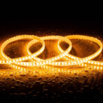 Ruban LED Dimmable 220V SMD Auto-redressement 120 LED/m 10W/m 1000lm/m Largeur 12mm Coupe 10cm IP65 Sur mesure 4 m Blanc chaud 2700K