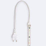 Ruban LED silicone blanc avec câble et fiche EU, puces SMD visibles