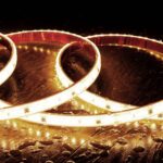 Ruban LED blanc chaud en silicone flexible enroulé, LED SMD visibles