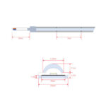 Ruban LED 10 mm silicone, coupe 5 cm, section transversale et câble d'alimentation