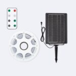 Ruban LED extérieur sur bobine, panneau solaire avec piquet et télécommande