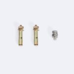 Kit de fixation : deux chevilles métalliques à expansion et un boulon avec écrou